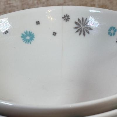 LOT 161K: MCM Snowflake Dishes w/ Corelle Plates & Bowls