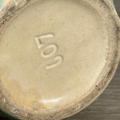 LOT 165L: Pottery Collection: Pink Vase, Double Handle Vase, Stoneware Bowls & Flower Frogs