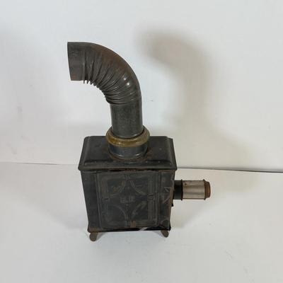 LOT 166K: Miniature Metal Coal Stove w/ Salt & Pepper Shakers and Magic Lantern Slides