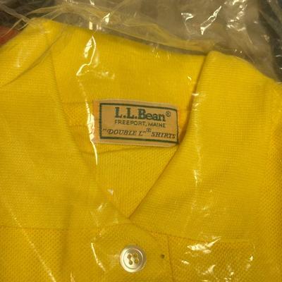 LOT 171X: Casual L. L. Bean Shirts: Yellow Collared Short Sleeve NIP, Blue Flannel, Blue Corduroy Button Up & Polo Shirts
