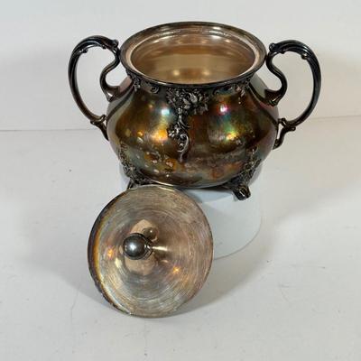 LOT 180K: Vintage Oneida Silver Venetian Scroll Sugar Bowls & Creamer
