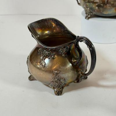 LOT 180K: Vintage Oneida Silver Venetian Scroll Sugar Bowls & Creamer