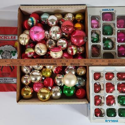 LOT 188L: Vintage Holiday Ball Ornaments Made in USA, Shiny Brite and More