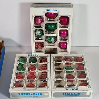 LOT 188L: Vintage Holiday Ball Ornaments Made in USA, Shiny Brite and More