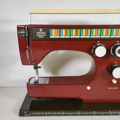 LOT 189: Vintage Sweden Husqvarna Sewing Machine with Pedal and Carrying Case