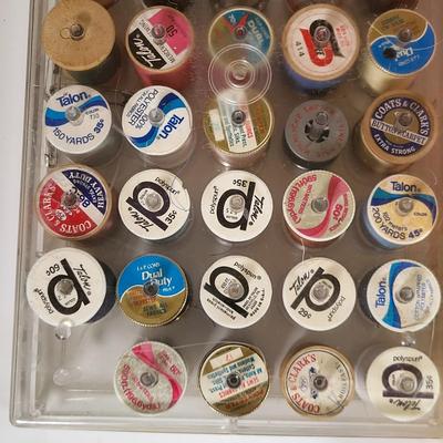 LOT 190L: Mutliple Containers of Various Vintage Sewing Tools Including Thread, Needles and More