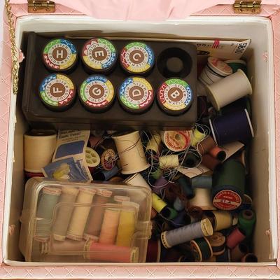 LOT 190L: Mutliple Containers of Various Vintage Sewing Tools Including Thread, Needles and More