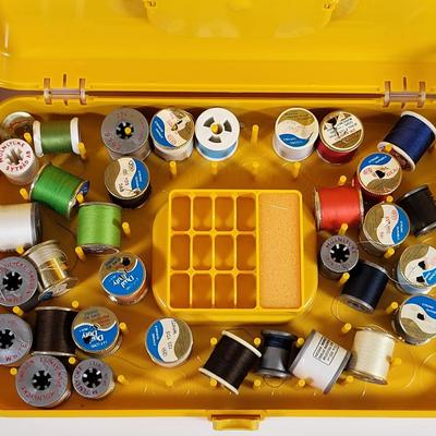 LOT 190L: Mutliple Containers of Various Vintage Sewing Tools Including Thread, Needles and More