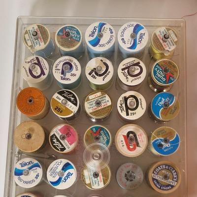 LOT 190L: Mutliple Containers of Various Vintage Sewing Tools Including Thread, Needles and More