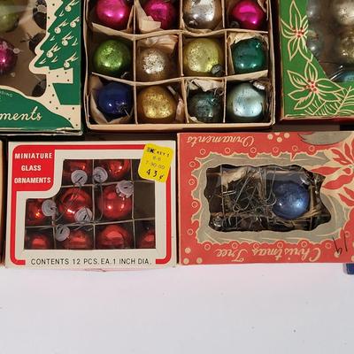 LOT 191L: Vintage Holiday Ball Ornament in Orignal Boxes by Shiny Brite and More