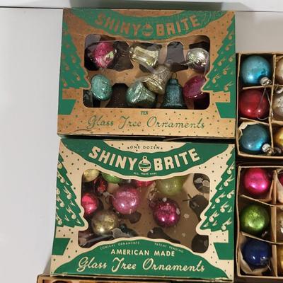 LOT 191L: Vintage Holiday Ball Ornament in Orignal Boxes by Shiny Brite and More