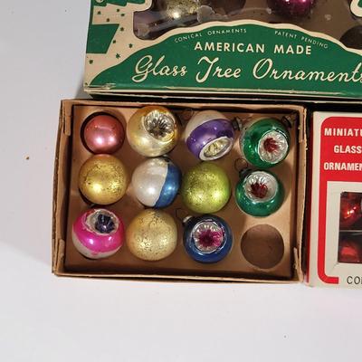 LOT 191L: Vintage Holiday Ball Ornament in Orignal Boxes by Shiny Brite and More