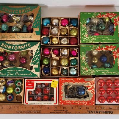 LOT 191L: Vintage Holiday Ball Ornament in Orignal Boxes by Shiny Brite and More