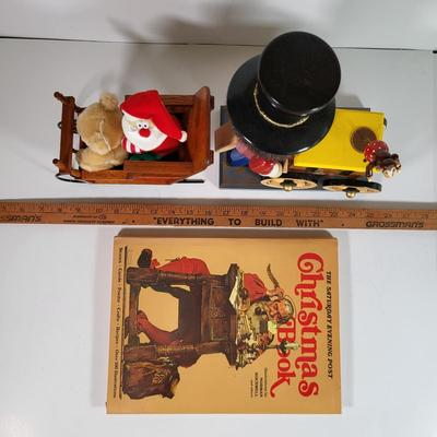 LOT 195L: Pair of Holiday Decorations Including Norman Rockwell Holiday Book