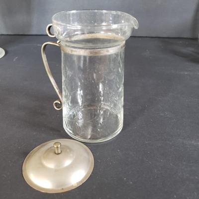 LOT 200L: Silver Overlay Lily of the Valley Set, EAPG Molasses Pourer, ABP Mustard Jar & More