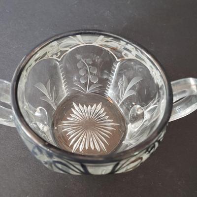 LOT 200L: Silver Overlay Lily of the Valley Set, EAPG Molasses Pourer, ABP Mustard Jar & More