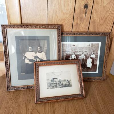 LOT 201P: Set of 3 Antique Hand Carved Wooden Frames