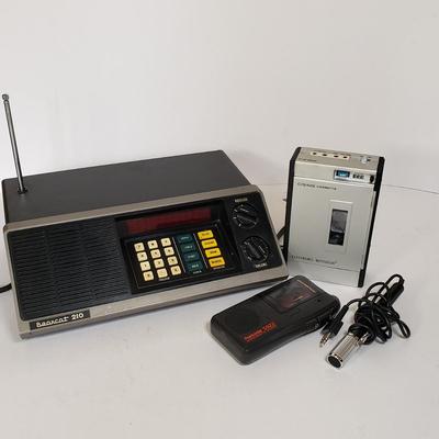 LOT 210L: Bearcat 210 Scanner Radio & Vintage Hand Held Recorders