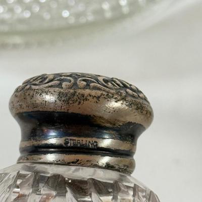 LOT 222L: Sterling Silver Capped Spive Shakers, Glass Coasters w/ Sterling Silver Rims & More