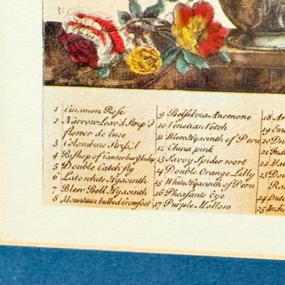 LOT 227X: Vintage Wall Decor: Cross Stitch, Flower Print & Ship Mirror