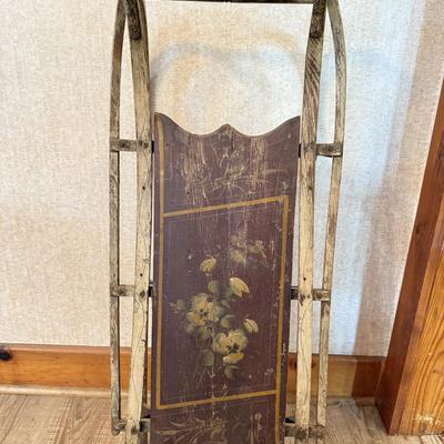 LOT 235X: Vintage Hand Painted Wooden Sled
