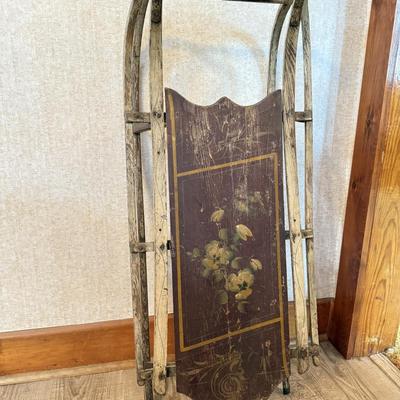 LOT 235X: Vintage Hand Painted Wooden Sled