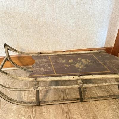 LOT 235X: Vintage Hand Painted Wooden Sled