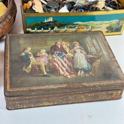 LOT 237L: Collection of Vintage Buttons in Vintage Tins