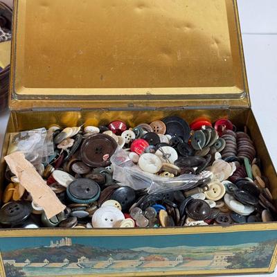 LOT 237L: Collection of Vintage Buttons in Vintage Tins