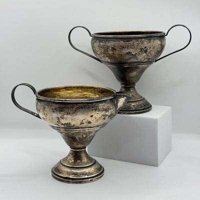 LOT 244K: Vintage Sugar Bowl & Creamer - Sterling Silver Reinforced w/ Cement