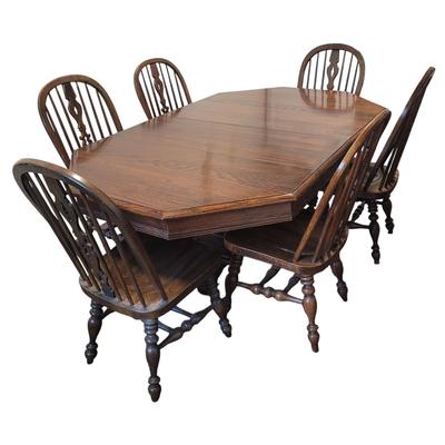 Solid Wood Ethan Allen Dining Table and Chairs (K-EL)