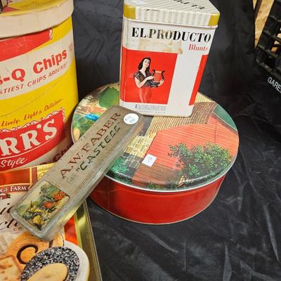 Lot of 9 Vintage Advertising Tins, Containers and Banks