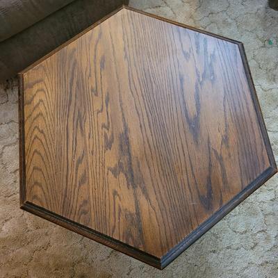 Pair of Solid Wood Hexagonal End Tables (LR-EL)