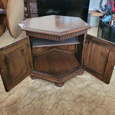 Pair of Solid Wood Hexagonal End Tables (LR-EL)