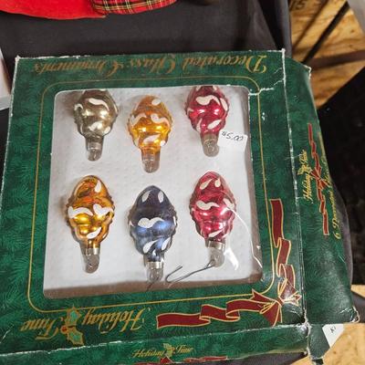 Vintage Lot of 8 Christmas Decorations Including Angel Tree Topper, Cardinal Tree Topper, Glass Ornaments and More