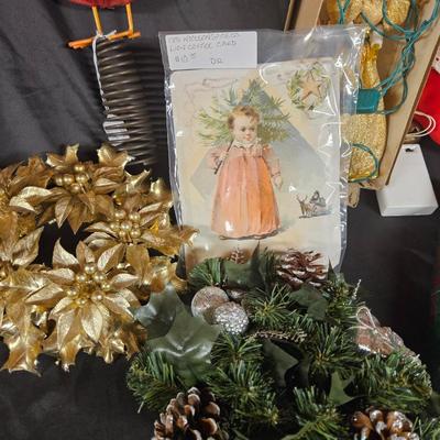 Vintage Lot of 8 Christmas Decorations Including Angel Tree Topper, Cardinal Tree Topper, Glass Ornaments and More