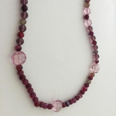 Vintage clasp purple beaded fashion necklace