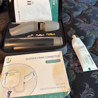 esteem vacuum therapy system and Silicone urine conductor plus a massager