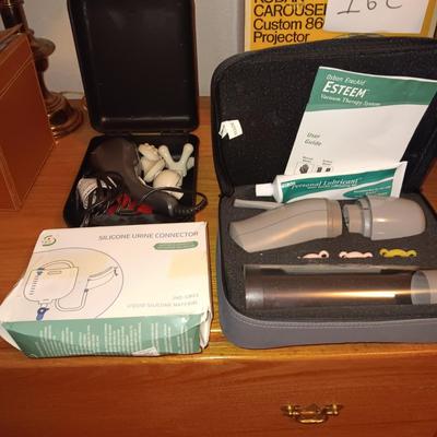 esteem vacuum therapy system and Silicone urine conductor plus a massager