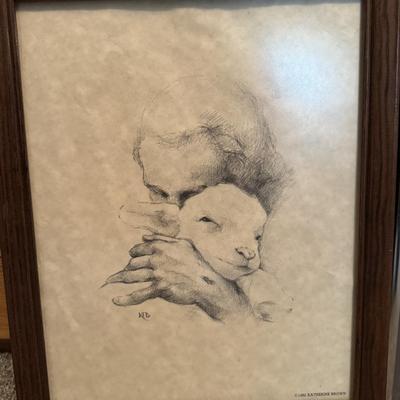 Framed photo of Williams Stables, Jesus Print and Lamb of God Wall Art