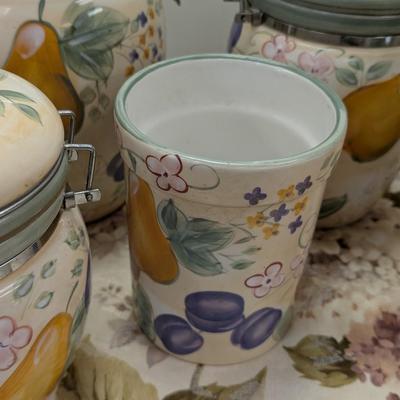 Sale Photo Thumbnail #25: Fruit pattern kitchen canister set with utensil pot