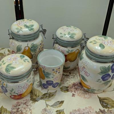 Sale Photo Thumbnail #23: Fruit pattern kitchen canister set with utensil pot