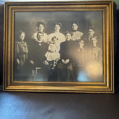 Antique photo, hand painted jug and 2 hats