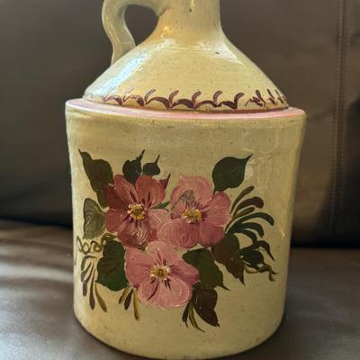 Antique photo, hand painted jug and 2 hats