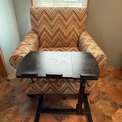 Chair with laptop table on casters