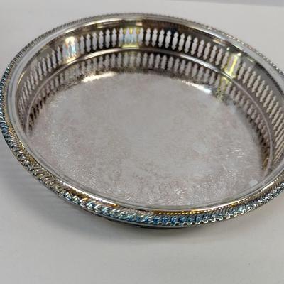 Retro Chrome Domed Cake Cover & Plate - Silverplated Tray