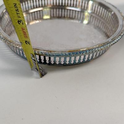 Retro Chrome Domed Cake Cover & Plate - Silverplated Tray