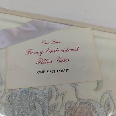 One Pair Fancy Embroidered Pillow Cases One Sixty Count