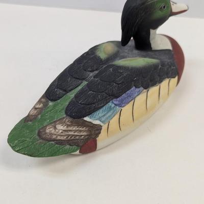 Vintage Bisque Porcelain Mallard Decoy Duck Figurine Hand Painted