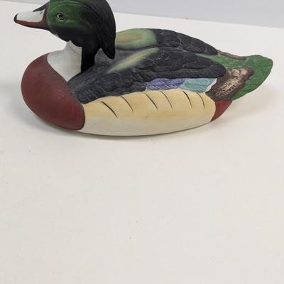 Vintage Bisque Porcelain Mallard Decoy Duck Figurine Hand Painted